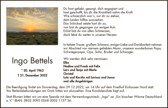 Traueranzeige von Ingo Bettels von vrm-trauer Bergsträßer Anzeiger
