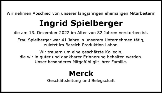 Traueranzeige von Ingrid Spielberger von vrm-trauer Darmstädter Echo