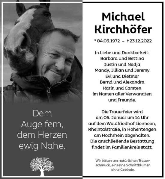 Traueranzeige von Michael Kirchhöfer von vrm-trauer Allgemeine Zeitung Alzey