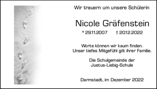 Traueranzeige von Nicole Gräfenstein von vrm-trauer Darmstädter Echo