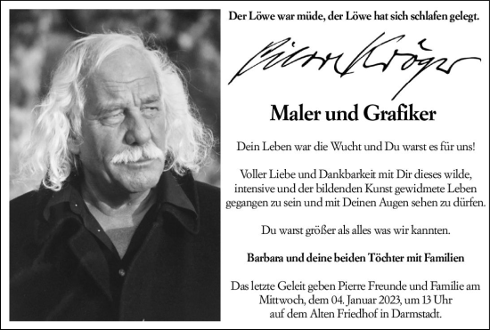 Traueranzeige von Pierre Kröger von vrm-trauer Darmstädter Echo