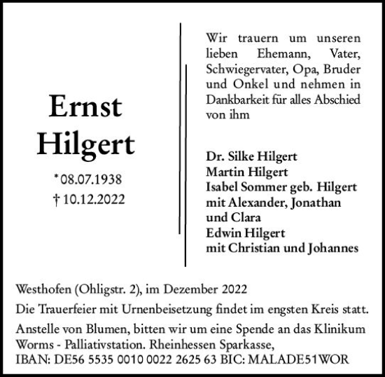 Traueranzeige von Silke Hilgert von vrm-trauer Wormser Zeitung