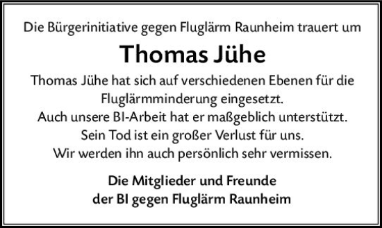 Traueranzeige von Thomas Jühe von vrm-trauer Rüsselsheimer Echo / MainSpitze