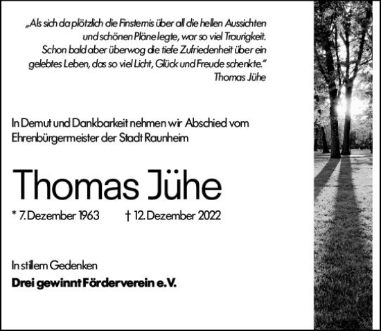 Traueranzeige von Thomas Jühe von vrm-trauer Rüsselsheimer Echo / MainSpitze