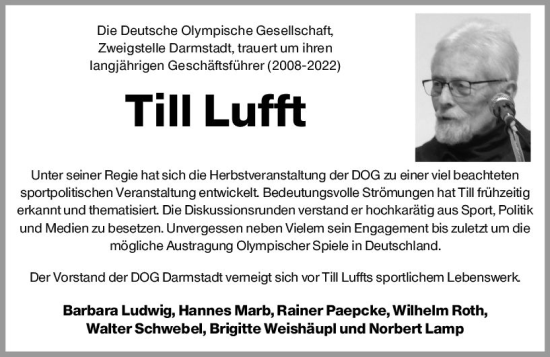 Traueranzeige von Till Luft von vrm-trauer Darmstädter Echo