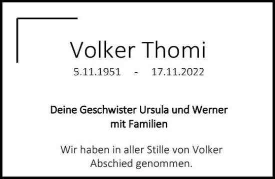 Traueranzeige von Volker Thomi von vrm-trauer Darmstädter Echo