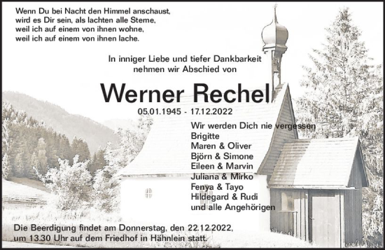 Traueranzeige von Werner Rechel von vrm-trauer Darmstädter Echo
