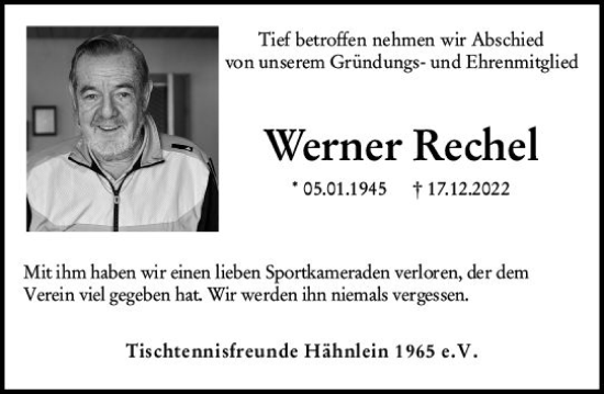 Traueranzeige von Werner Rechel von vrm-trauer Darmstädter Echo