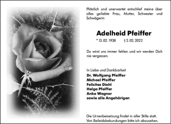 Traueranzeige von Adelheid Pfeiffer von vrm-trauer Darmstädter Echo