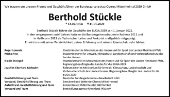 Traueranzeige von Berthold Stückle von vrm-trauer Wiesbadener Kurier