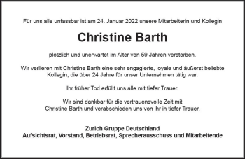 Traueranzeige von Christine Barth von vrm-trauer AZ Mainz