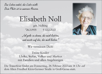 Traueranzeige von Elisabeth Noll von vrm-trauer Groß-Gerauer Echo