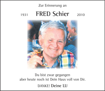 Traueranzeige von Fred Schier von vrm-trauer AZ Mainz