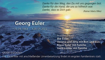 Traueranzeige von Georg Euler von vrm-trauer Darmstädter Echo
