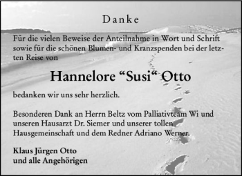 Traueranzeige von Hannelore Otto von vrm-trauer Wiesbadener Kurier
