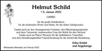 Traueranzeige von Helmut Schild von vrm-trauer Wiesbadener Kurier