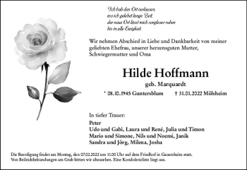 Traueranzeige von Hilde Hoffmann von vrm-trauer Wormser Zeitung