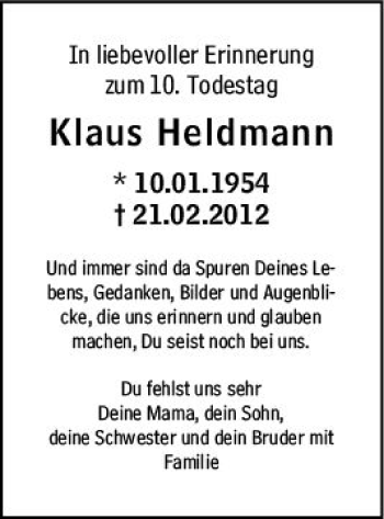Traueranzeige von Klaus Heldmann von vrm-trauer Darmstädter Echo