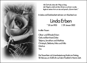 Traueranzeige von Linda Erben von vrm-trauer Wormser Zeitung