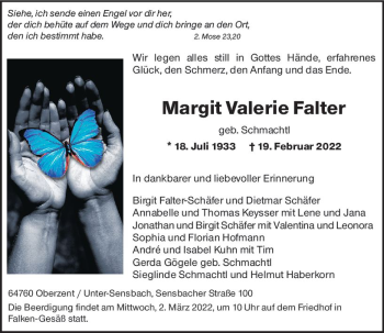 Traueranzeige von Margit Valerie Falter von vrm-trauer Odenwälder Echo