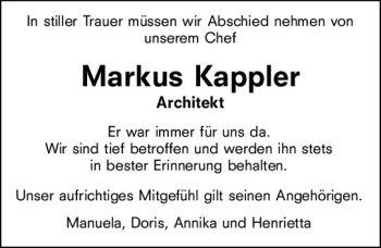 Traueranzeige von Markus Kappler von vrm-trauer Allgemeine Zeitung Alzey