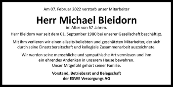 Traueranzeige von Michael Bleidorn von vrm-trauer Wiesbadener Kurier