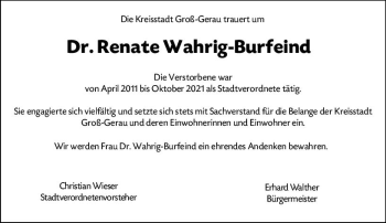 Traueranzeige von Renate Wahrig-Burfeind von vrm-trauer Groß-Gerauer Echo