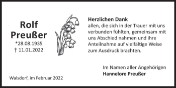 Traueranzeige von Rolf Preußer von vrm-trauer Idsteiner Zeitung