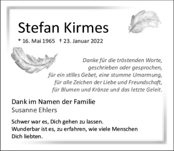 Traueranzeige von Stefan Kirmes von vrm-trauer Wiesbadener Kurier