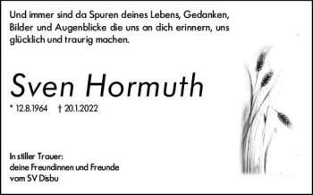 Traueranzeige von Sven Hormuth von vrm-trauer Rüsselsheimer Echo / MainSpitze