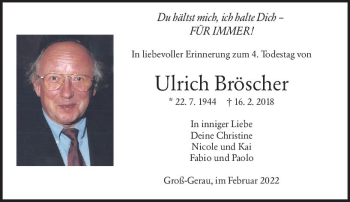 Traueranzeige von Ulrich Bröscher von vrm-trauer Groß-Gerauer Echo