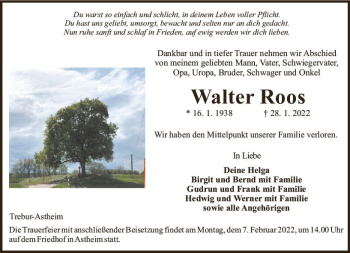 Traueranzeige von Walter Roos von vrm-trauer Groß-Gerauer Echo