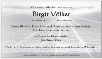 Traueranzeige von Birgit Völker von vrm-trauer Wiesbadener Kurier