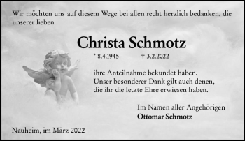 Traueranzeige von Christa Schmotz von vrm-trauer Groß-Gerauer Echo
