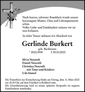 Traueranzeige von Gerlinde Burkert von vrm-trauer Darmstädter Echo