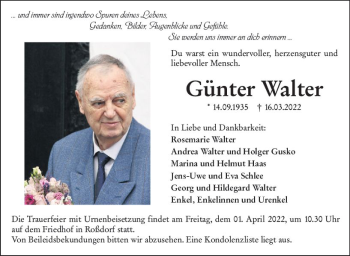 Traueranzeige von Günter Walter von vrm-trauer Darmstädter Echo
