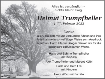 Traueranzeige von Helmut Trumpfheller von vrm-trauer Odenwälder Echo