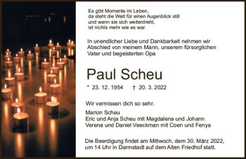 Traueranzeige von Paul Scheu von vrm-trauer Darmstädter Echo