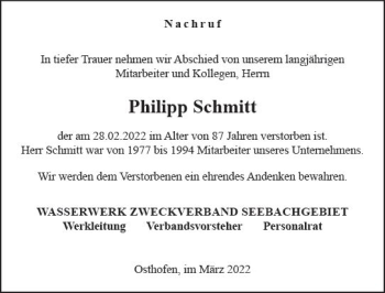 Traueranzeige von Philipp Schmitt von vrm-trauer Wormser Zeitung