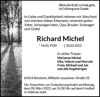 Traueranzeige von Richard Michel von vrm-trauer Darmstädter Echo