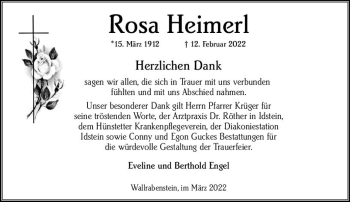 Traueranzeige von Rosa Helmerl von vrm-trauer Idsteiner Zeitung