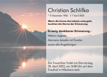 Traueranzeige von Christian Schlifka von vrm-trauer Darmstädter Echo