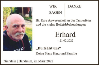 Traueranzeige von Erhard Kerz von vrm-trauer AZ Mainz