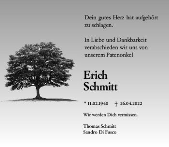 Traueranzeige von Erich Schmitt von vrm-trauer Darmstädter Echo