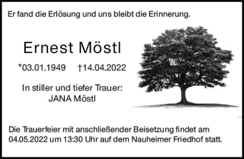 Traueranzeige von Ernest Möstl von vrm-trauer Rüsselsheimer Echo / MainSpitze