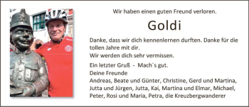 Traueranzeige von Goldi  von vrm-trauer AZ Mainz