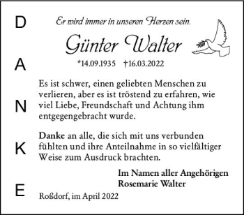 Traueranzeige von Günter Walter von vrm-trauer Darmstädter Echo