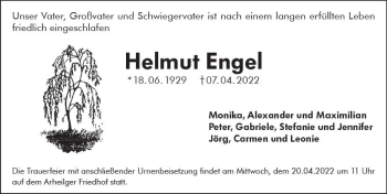 Traueranzeige von Helmut Engel von vrm-trauer Darmstädter Echo