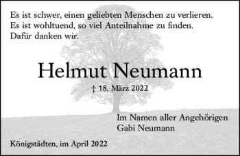Traueranzeige von Helmut Neumann von vrm-trauer Rüsselsheimer Echo / MainSpitze