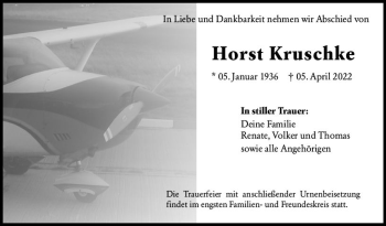 Traueranzeige von Horst Kruschke von vrm-trauer AZ Mainz